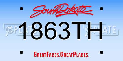 1863TH South Dakota License Plate