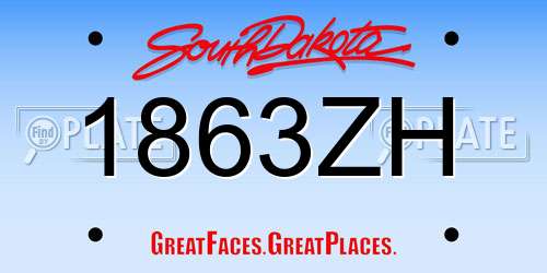 1863ZH South Dakota License Plate