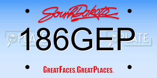 186GEP South Dakota License Plate