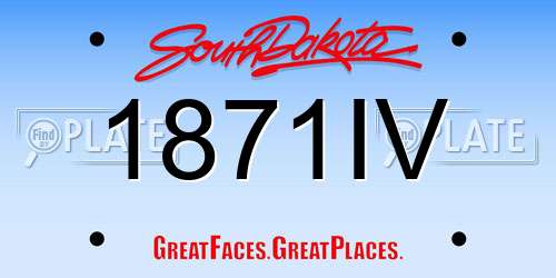 1871IV South Dakota License Plate