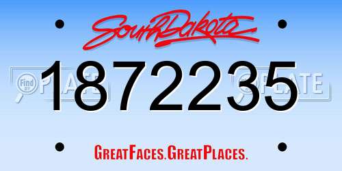 1872235 South Dakota License Plate