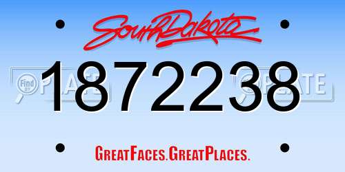 1872238 South Dakota License Plate