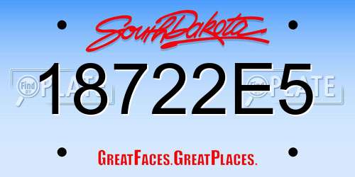 18722E5 South Dakota License Plate