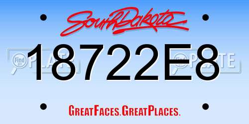 18722E8 South Dakota License Plate
