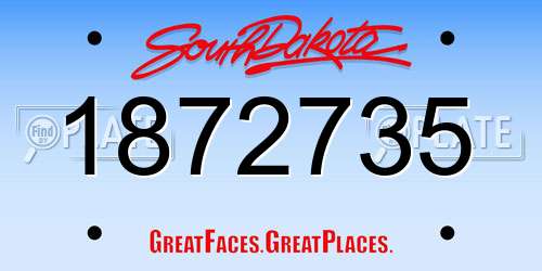 1872735 South Dakota License Plate