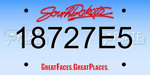 18727E5 South Dakota License Plate