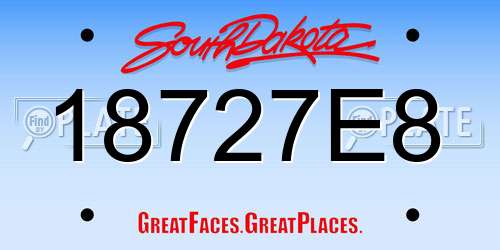 18727E8 South Dakota License Plate