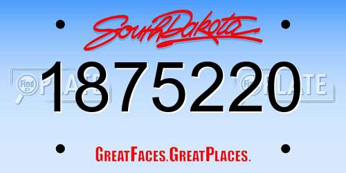 1875220 South Dakota License Plate