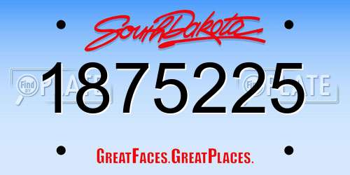 1875225 South Dakota License Plate