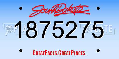1875275 South Dakota License Plate