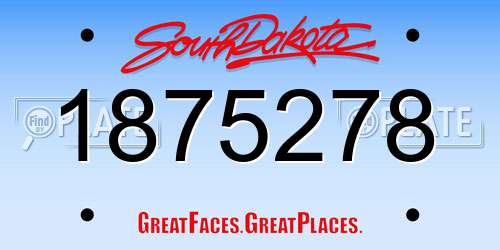 1875278 South Dakota License Plate
