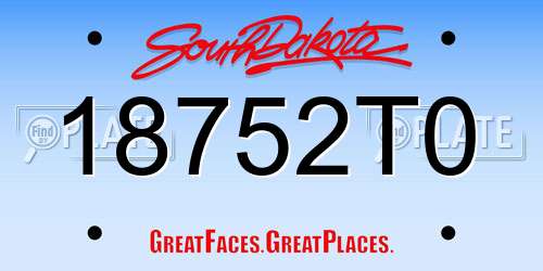 18752T0 South Dakota License Plate