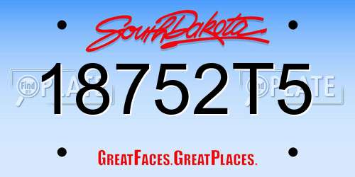 18752T5 South Dakota License Plate