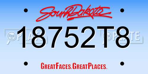 18752T8 South Dakota License Plate