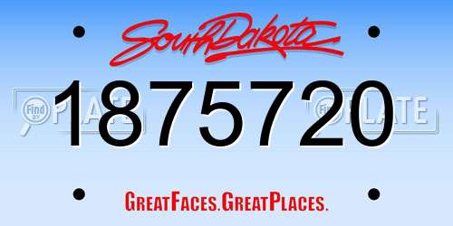 1875720 South Dakota License Plate