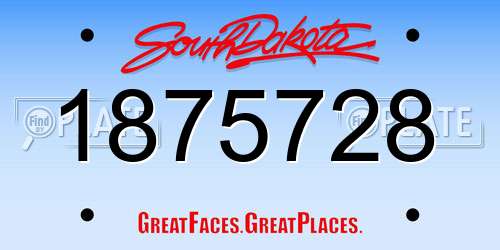1875728 South Dakota License Plate