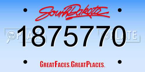 1875770 South Dakota License Plate