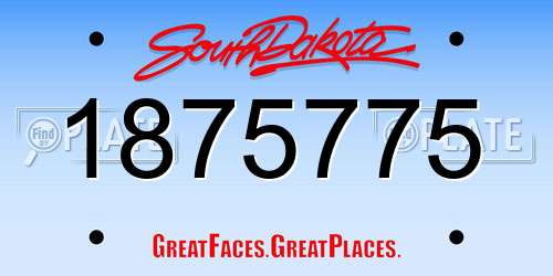 1875775 South Dakota License Plate