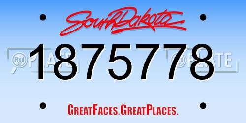 1875778 South Dakota License Plate