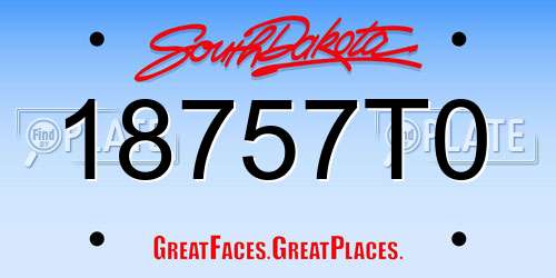 18757T0 South Dakota License Plate