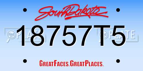 18757T5 South Dakota License Plate
