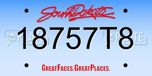 18757T8 South Dakota License Plate