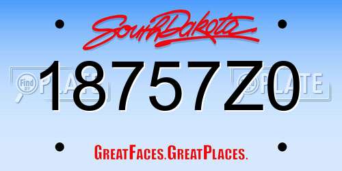18757Z0 South Dakota License Plate