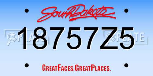 18757Z5 South Dakota License Plate
