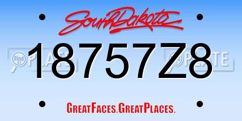 18757Z8 South Dakota License Plate