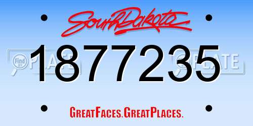 1877235 South Dakota License Plate