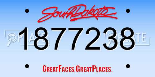 1877238 South Dakota License Plate