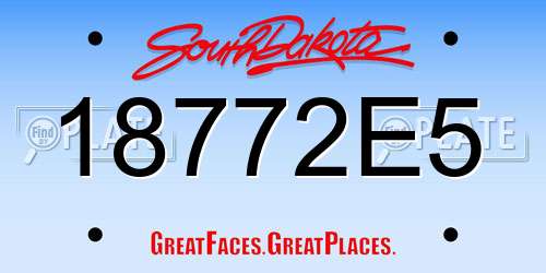 18772E5 South Dakota License Plate