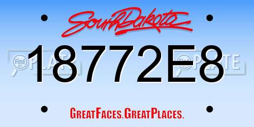 18772E8 South Dakota License Plate