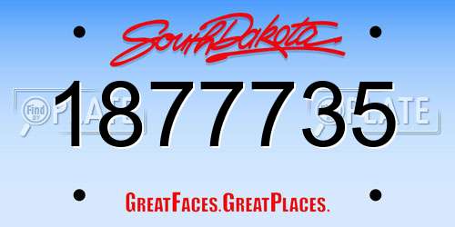 1877735 South Dakota License Plate