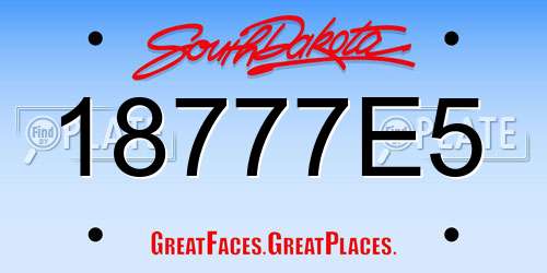 18777E5 South Dakota License Plate