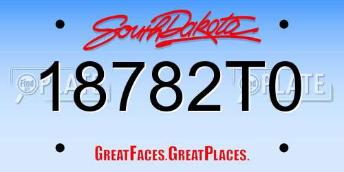 18782T0 South Dakota License Plate