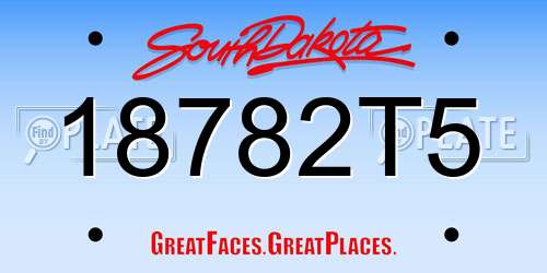 18782T5 South Dakota License Plate