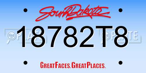 18782T8 South Dakota License Plate