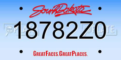 18782Z0 South Dakota License Plate