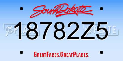 18782Z5 South Dakota License Plate