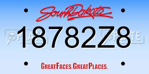 18782Z8 South Dakota License Plate