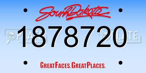 1878720 South Dakota License Plate