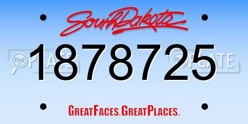 1878725 South Dakota License Plate