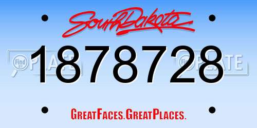 1878728 South Dakota License Plate