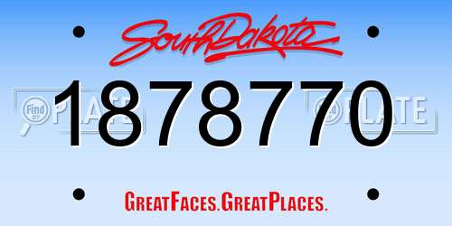 1878770 South Dakota License Plate