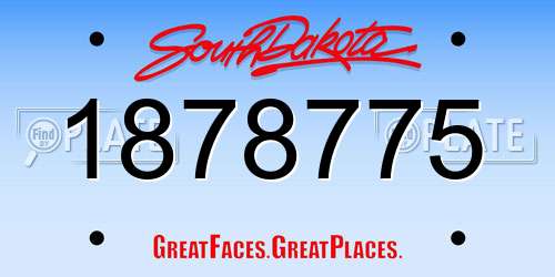 1878775 South Dakota License Plate