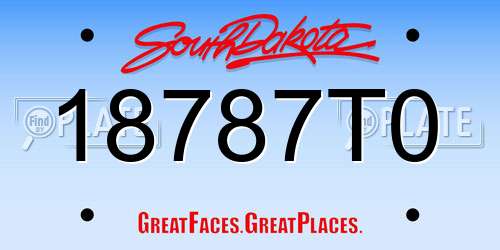 18787T0 South Dakota License Plate