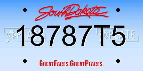 18787T5 South Dakota License Plate