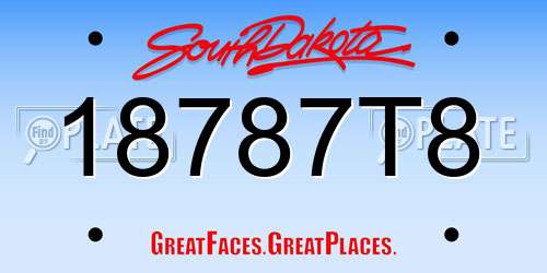 18787T8 South Dakota License Plate