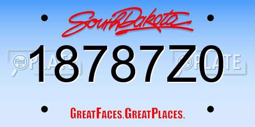 18787Z0 South Dakota License Plate